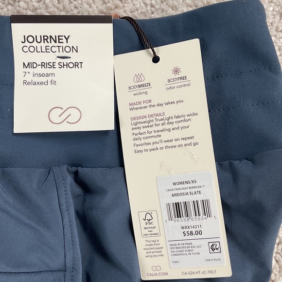CALIA Womens Ardosia Slate TrueLight Bermuda 7 Inch Mid-Rise Shorts XS NWT - Picture 4 of 7